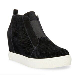 Steve Madden Suede Wedge Sneaker Bootie Black
